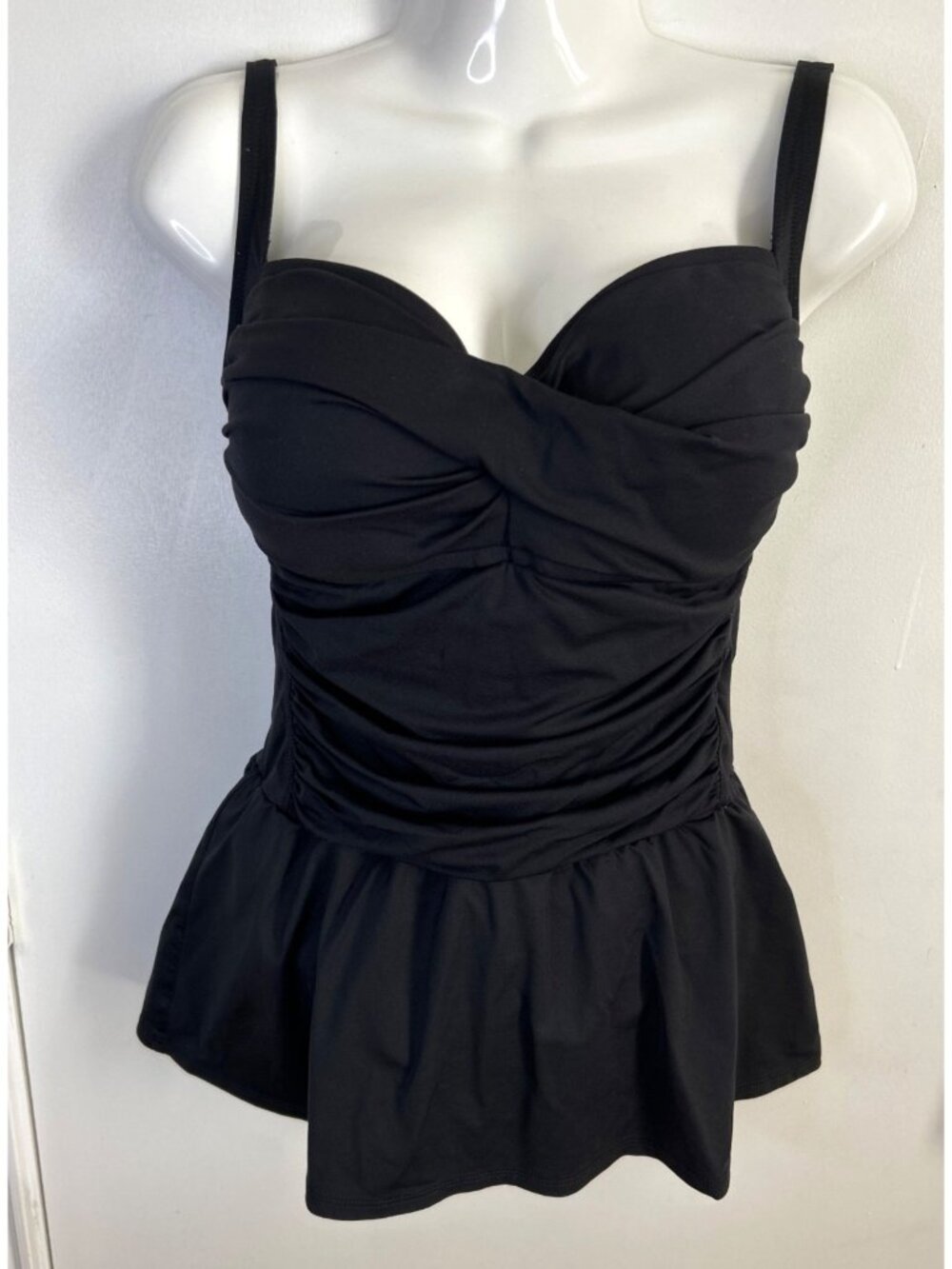 La Blanca Black One-Piece Peplum Swimsuit Size 12